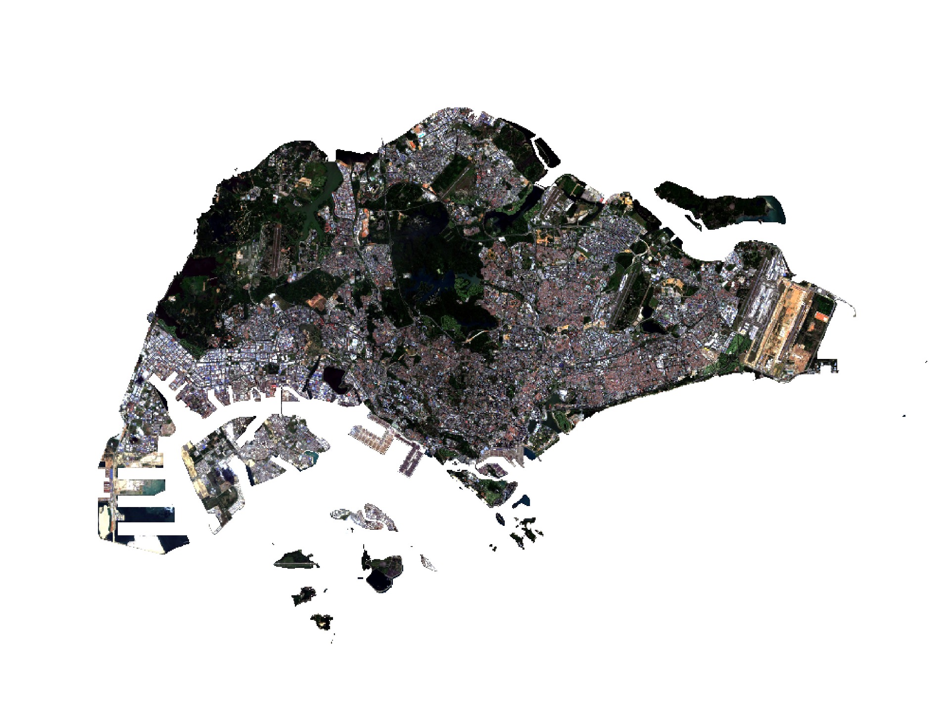 Satellite image of Singapore. Image derived from Landsat-8 (USGS, 2018).